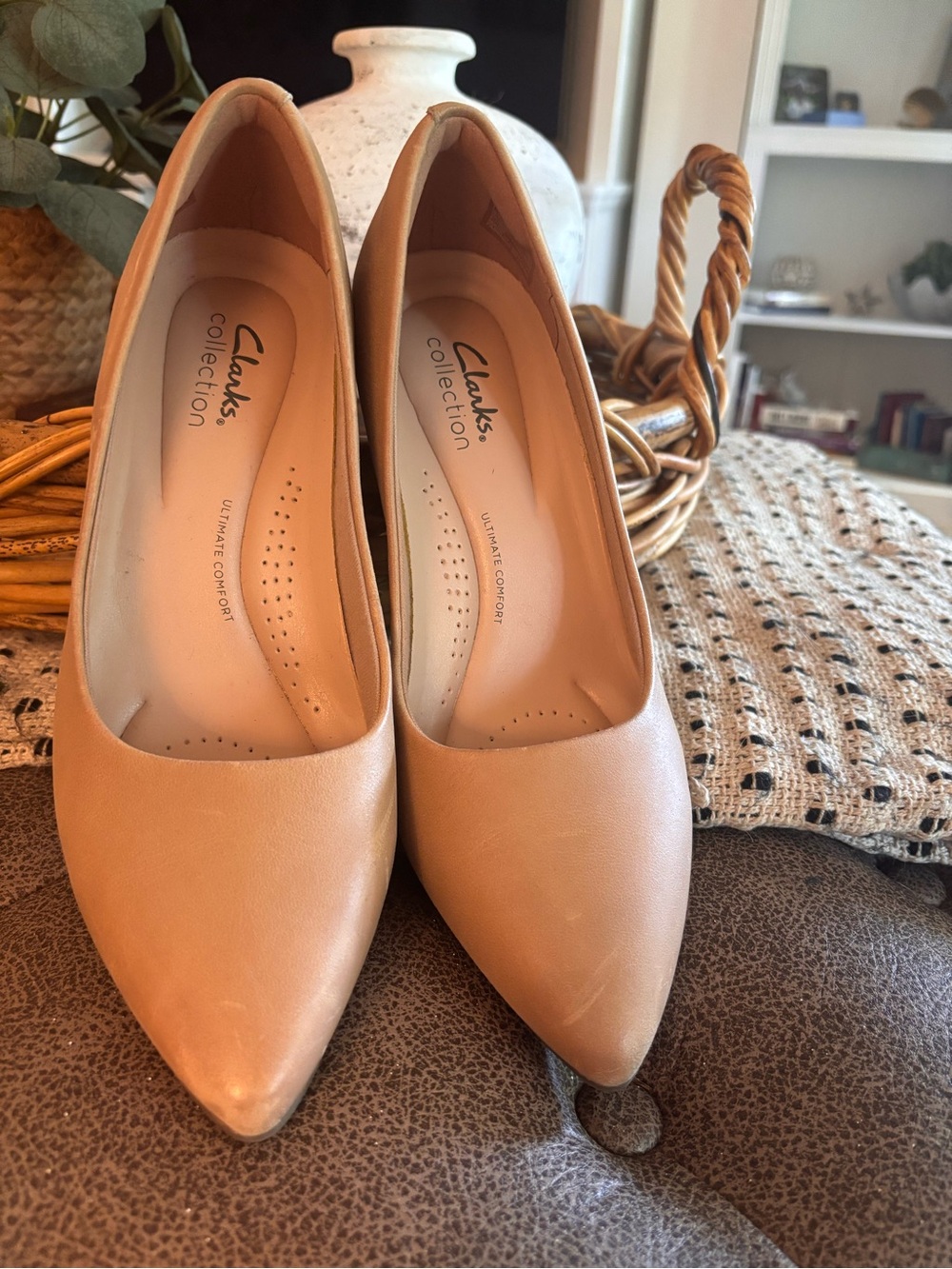 Clarks Collection Women's Nude/Tan Pointed-Toe Leather Pumps